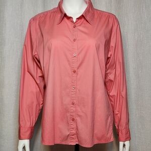 Riders Stretch Long Sleeve Pink Button Up Shirt Blouse Womens 1X